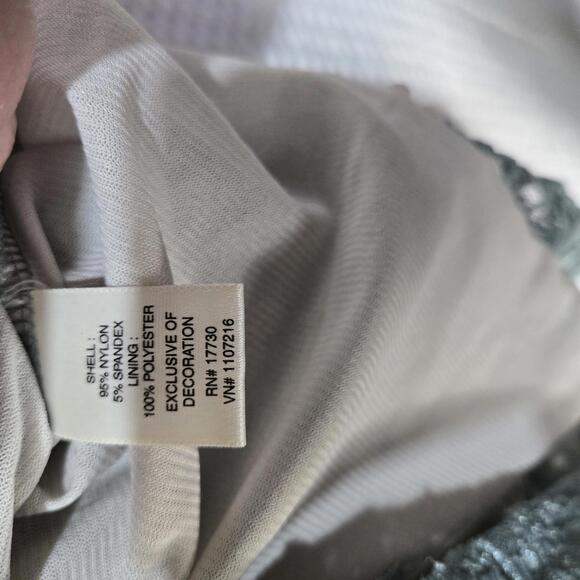 Merona Lace Cap Sleeve Top Medium Teal Sheer Floral Embroidered Romantic Mermaid - Picture 8 of 8